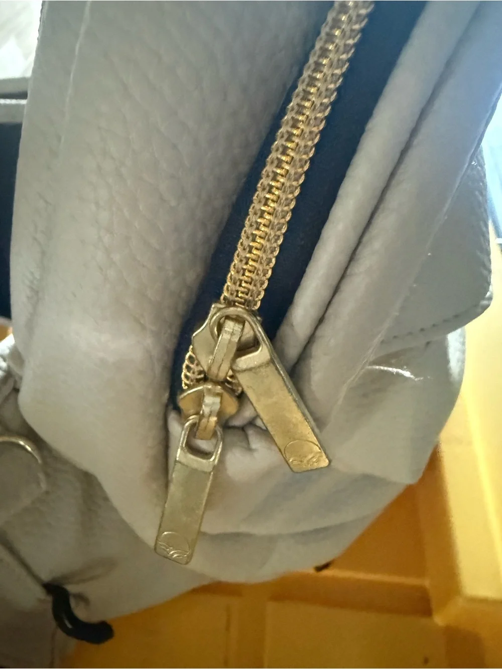 Tushbaby Cream Pebbled Leather Baby Bag